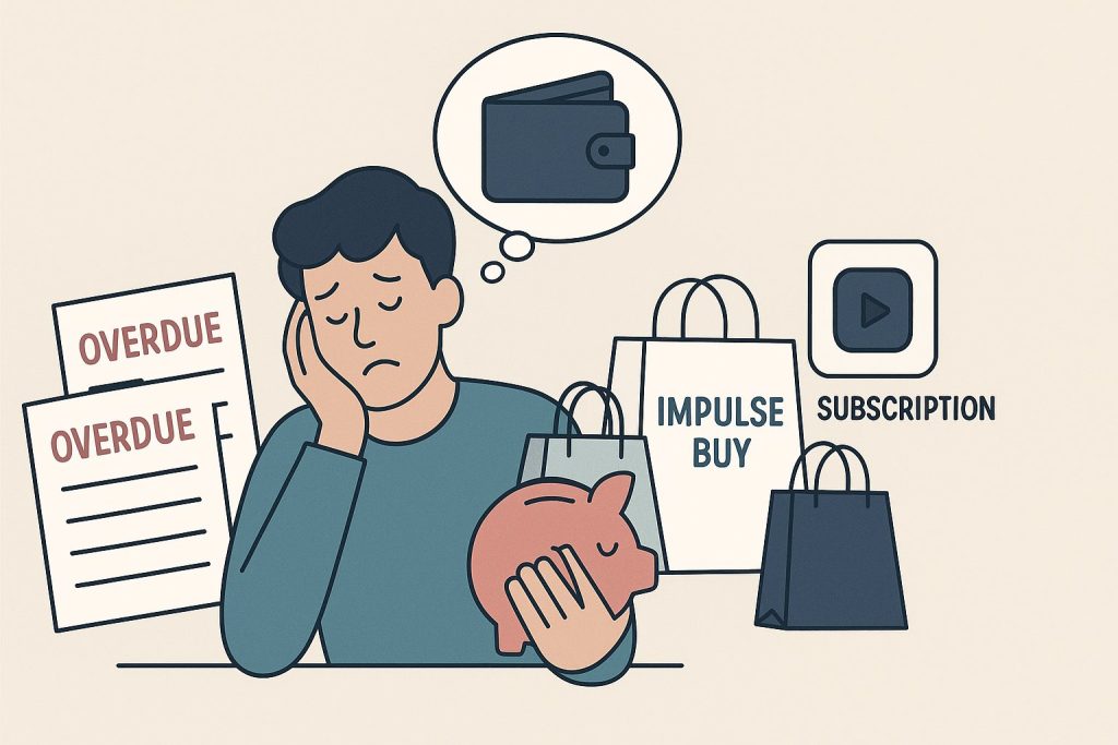 Common mistakes people make when learning how to create a budget, like overspending and forgotten bills