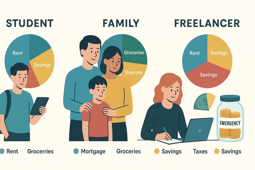 Examples of how to create a budget for students, families, and freelancers