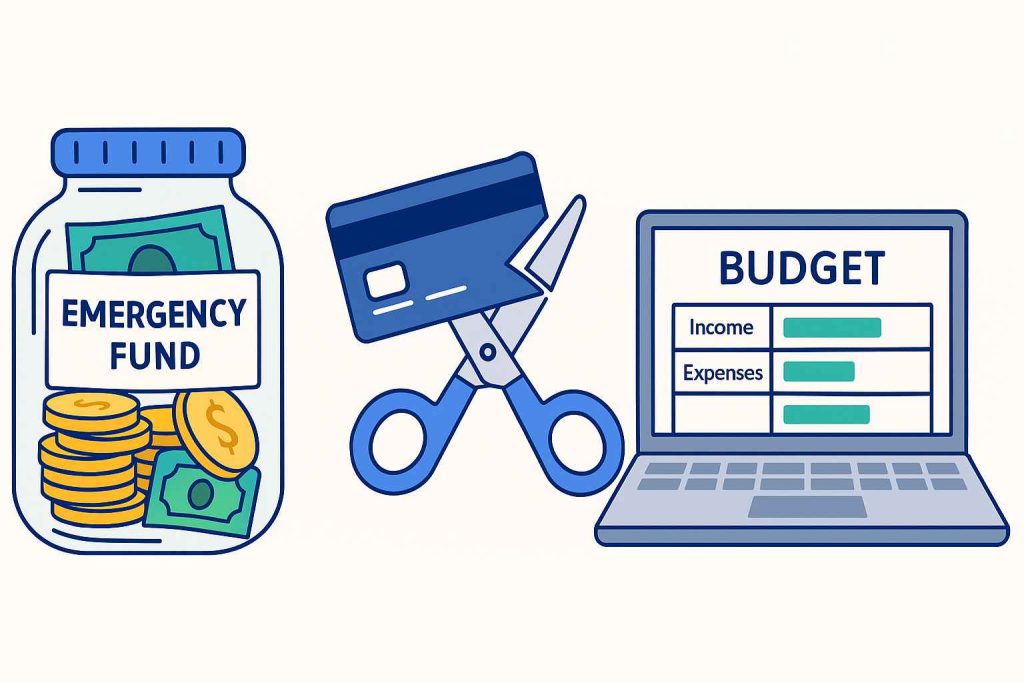 Emergency fund, debt payoff, and budgeting as foundation for investing for beginners