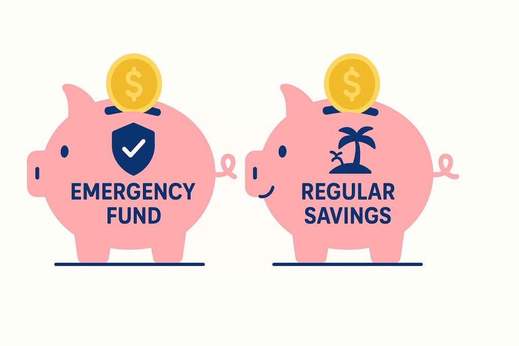 Emergency fund vs regular savings showing difference between financial safety net and planned goals