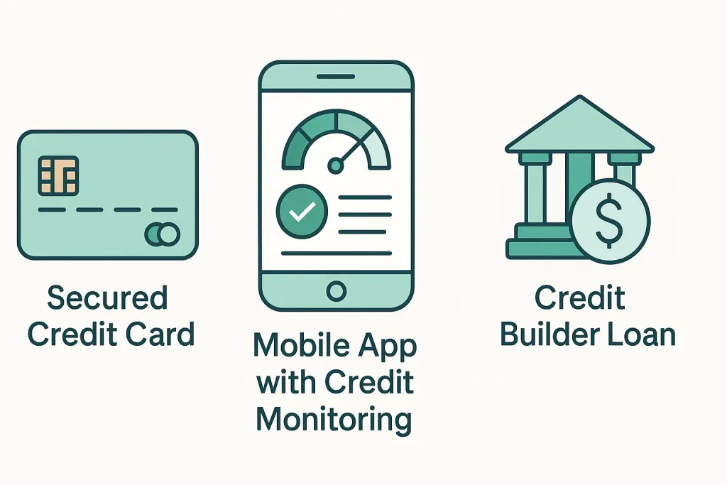 Using secured cards, builder loans, and apps to improve credit score