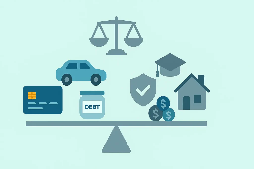 Mix of credit types including credit cards, auto loans, and mortgages